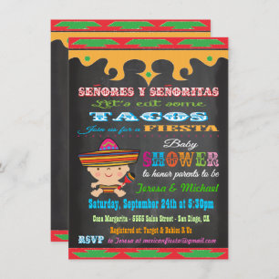Invitaciones a Chalkboard Mexico Fiesta Baby Showe