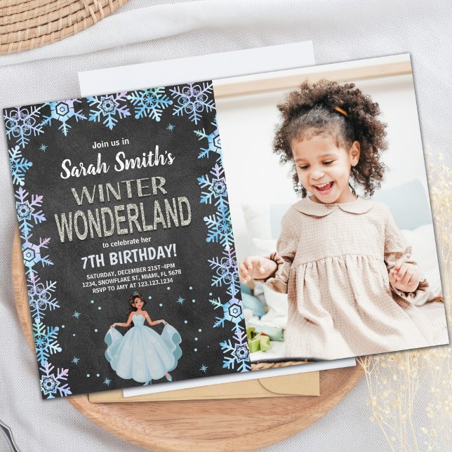 Invitaciones a ChalkBoard Winter Wonderland con fo (ChalkBoard Winter Wonderland Invitations w photo)