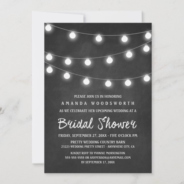 Invitaciones a Chalkboard y Lights Bridal Shower (Anverso)