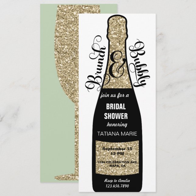 Invitaciones a champagne | Ducha nupcial de Brunch (Anverso / Reverso)
