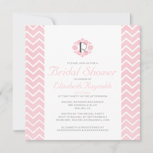 Invitaciones a Chevron Bridal Shower (Anverso)