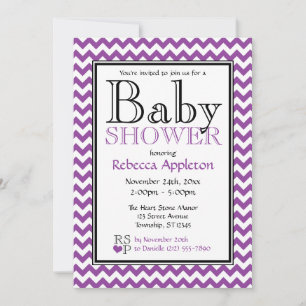 Invitaciones a Chevron Purple & White Baby Shower
