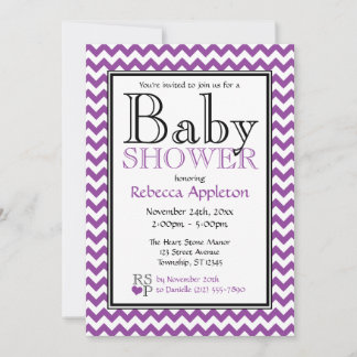 Invitaciones a Chevron Purple & White Baby Shower
