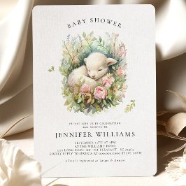 Invitaciones a Chicas de Baby Shower de cordero ro