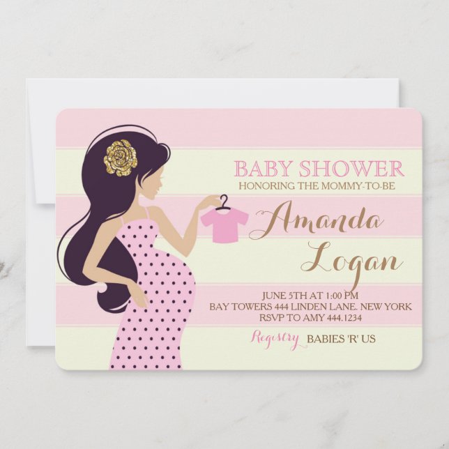Invitaciones a Chicas de Baby Shower de Glam Mommy (Anverso)