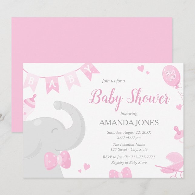 Invitaciones a Chicas de Baby Shower para bebés el (Anverso / Reverso)