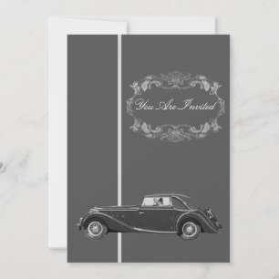 Invitaciones a coches de época - Blanco y negro