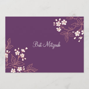 Invitaciones a Coral Plum Damask Bat Mitzvah