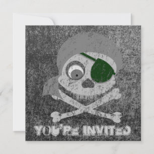 Invitaciones a cráneo pirata gris