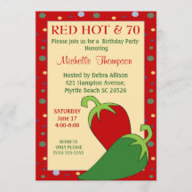 Invitaciones a cumpleaños 70 de Red caliente y div