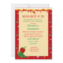 Invitaciones a cumpleaños 70 de Red caliente y div