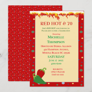 Invitaciones a cumpleaños 70 de Red caliente y div