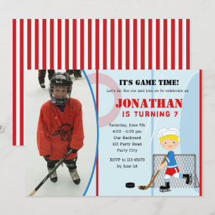 Invitaciones a cumpleaños con foto de hockey sobre