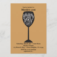 Invitaciones a Cumpleaños Copa de Vino de Cualquie