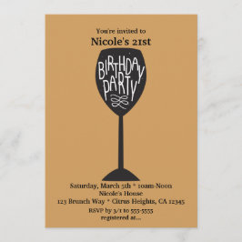 Invitaciones a Cumpleaños Copa de Vino de Cualquie