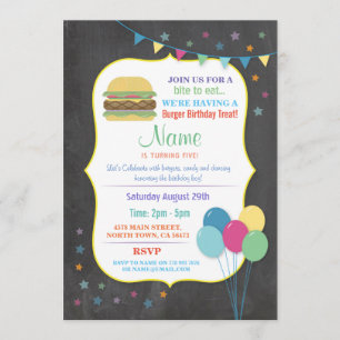 Invitaciones a cumpleaños de hamburguesa Fiesta de