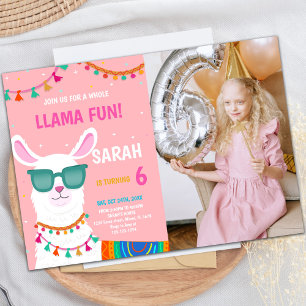 Invitaciones a cumpleaños de Llama con foto