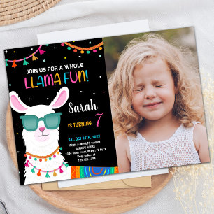 Invitaciones a cumpleaños de Llama Fun Llama