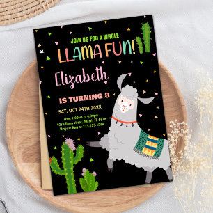 Invitaciones a cumpleaños de Llama Gris Negra Dive