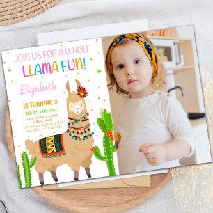 Invitaciones a cumpleaños de Llama Marrón con foto