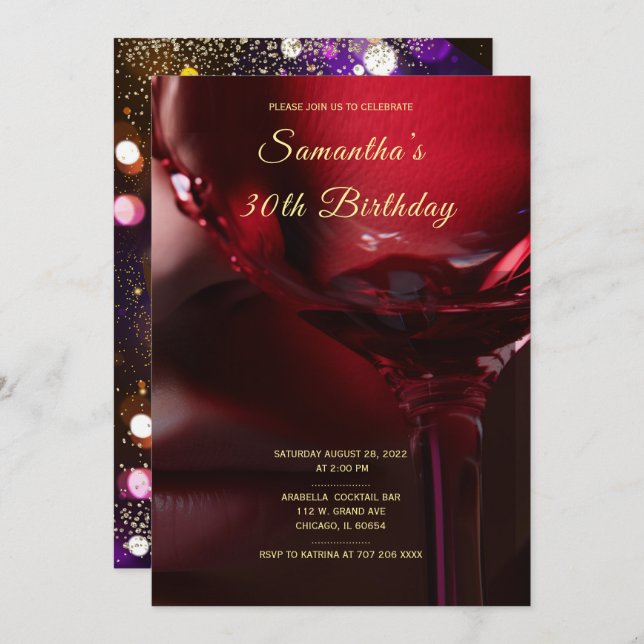 Invitaciones a cumpleaños de mujeres afroamericana (Anverso / Reverso)