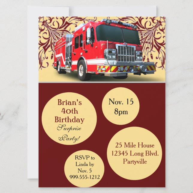 Invitaciones a cumpleaños de Personalizado bombero (Anverso)