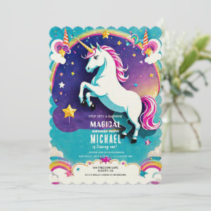 Invitaciones a cumpleaños de Rainbow Unicorn - ¡Ma