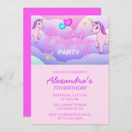 Invitaciones a cumpleaños de Rainbow Unicorn Sépti