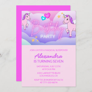 Invitaciones a cumpleaños de Rainbow Unicorn Sépti