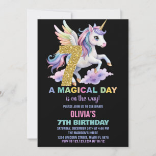 Invitaciones a cumpleaños de Rainbow Unicorn vuela