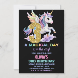 Invitaciones a cumpleaños de Rainbow Unicorn vuela