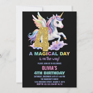 Invitaciones a cumpleaños de Rainbow Unicorn vuela