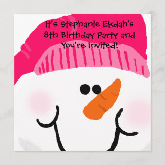Invitaciones a cumpleaños de Snowman rosado