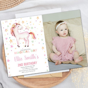 Invitaciones a cumpleaños de Star Unicorn con foto