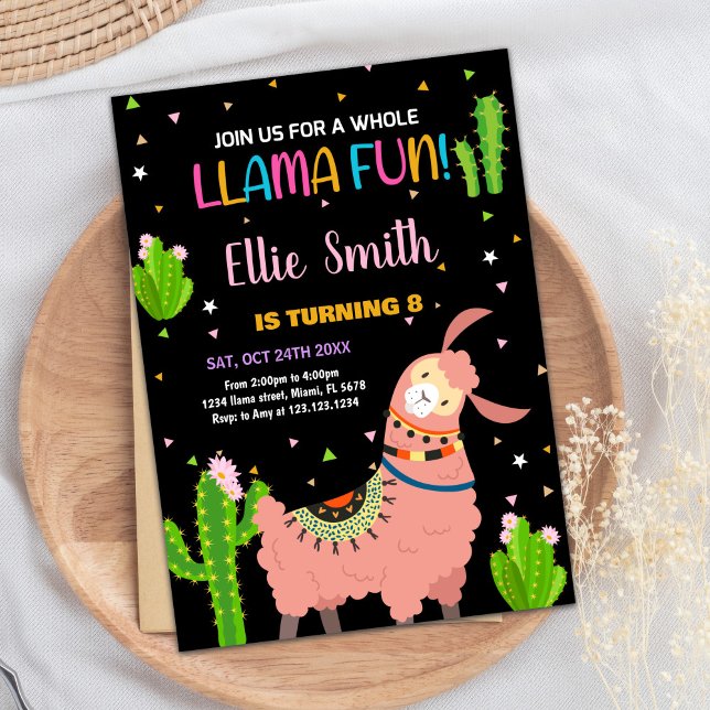 Invitaciones a cumpleaños de una canción de nombre (Brown Llama Fun Llama Birthday Invitations)