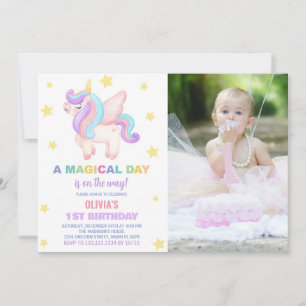 Invitaciones a cumpleaños de Unicornio con foto