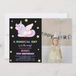 Invitaciones a cumpleaños de Unicornio con foto
