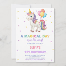 Invitaciones a cumpleaños de Unicornio con globos