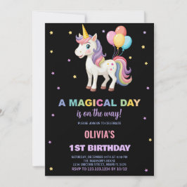 Invitaciones a cumpleaños de Unicornio con globos
