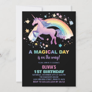 Invitaciones a cumpleaños de Unicornio de Rainbow