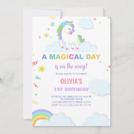 Invitaciones a cumpleaños de unicornio por nubes