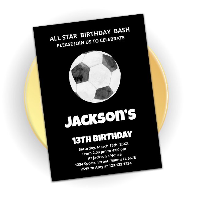 Invitaciones a cumpleaños del fútbol negro (Subido por el creador)