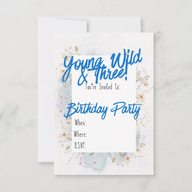 Invitaciones a Cumpleaños Jóvenes, Salvajes y 3 (Anverso)