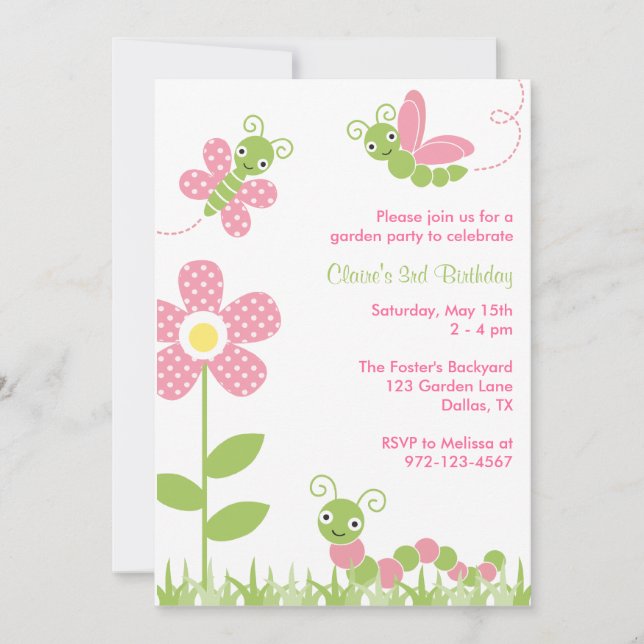 Invitaciones a Cute Garden Bugs (Anverso)
