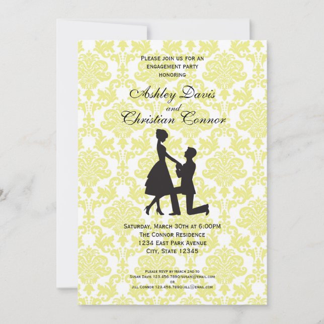 Invitaciones a Damasco Amarillo Limón (Anverso)