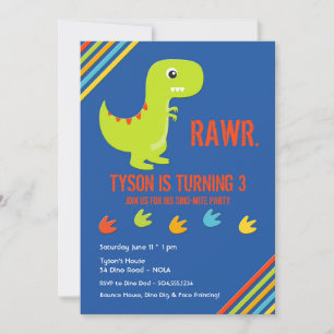 Invitaciones a dinosaurios, cumpleaños de dinosaur