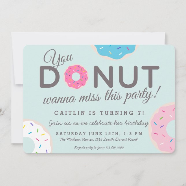 Invitaciones a Donut Party | Fiesta de cumpleaños  (Anverso)