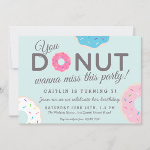 Invitaciones a Donut Party   Fiesta de cumpleaños 