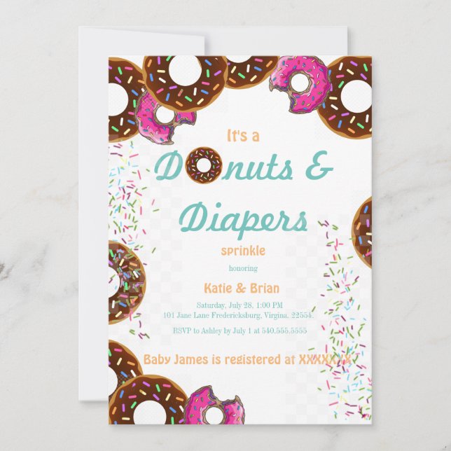 Invitaciones a donut y Diapers (Anverso)
