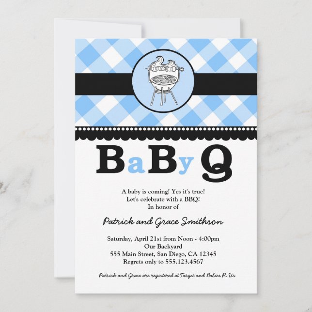 Invitaciones a ducha BBBQ Beber BaByQ (Anverso)